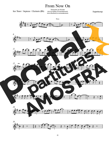Supertramp  partitura para Saxofone Tenor Soprano (Bb)