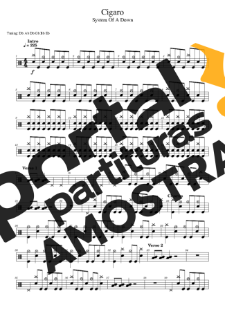 System Of A Down  partitura para Bateria
