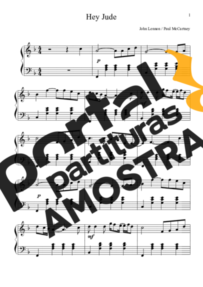 The Beatles Hey Jude partitura para Piano