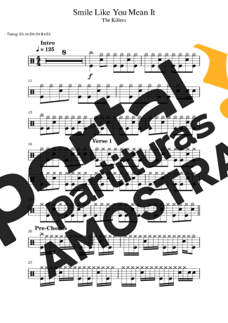 The Killers Smile Like You Mean It partitura para Bateria