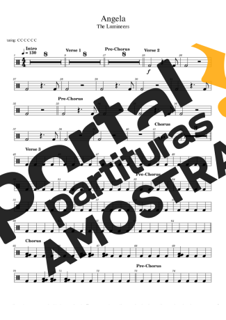 The Lumineers Angela partitura para Bateria