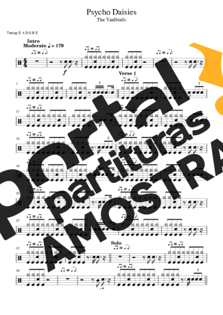 The Yardbirds  partitura para Bateria