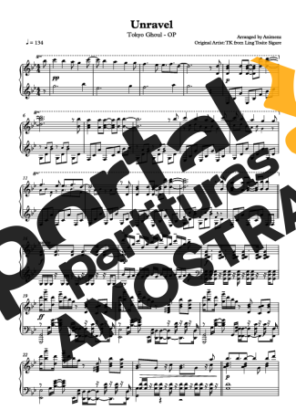 Tokyo Ghoul  partitura para Piano