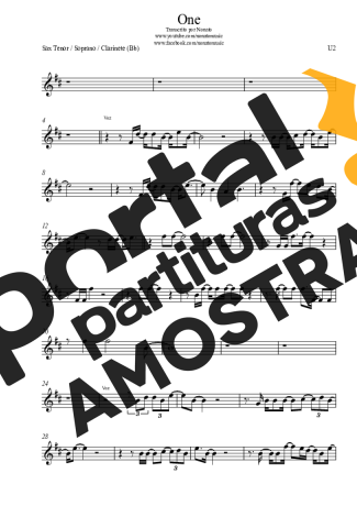 U2  partitura para Clarinete (Bb)