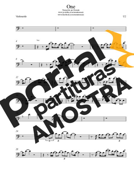 U2  partitura para Violoncelo
