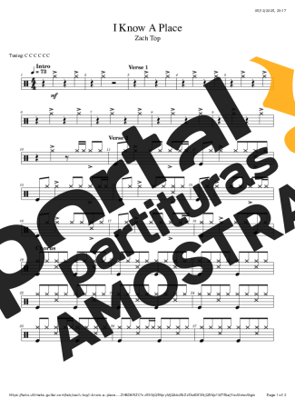 Zach Top I Know A Place partitura para Bateria